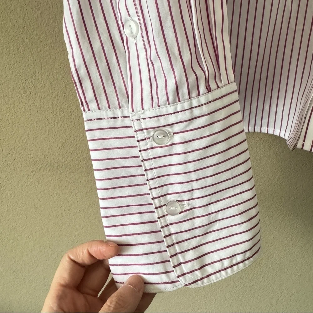 Parker Pin Striped Button Up Cotton Shirt Top size XS